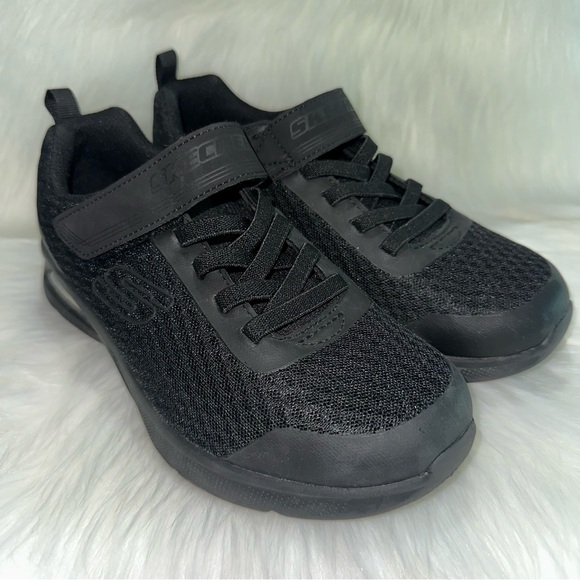 Sketchers Big Kids Microspec Max-Gorvix 3.5 WIDE Black Tennis Shoes Velcro - Picture 1 of 7